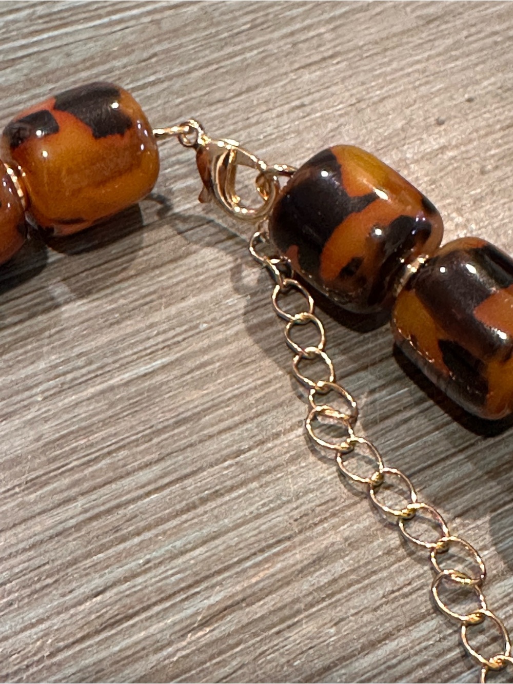 Julietta Gold Shell Pendant Necklace with Tortoiseshell Beads - Picture 6 of 14